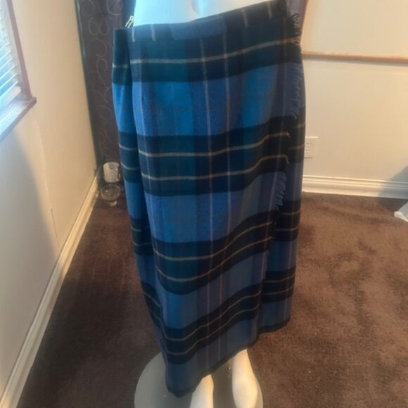 Rafaella Woman 90's Vintage Blue wrap Wool blend skirt, size 18 - Picture 1 of 5